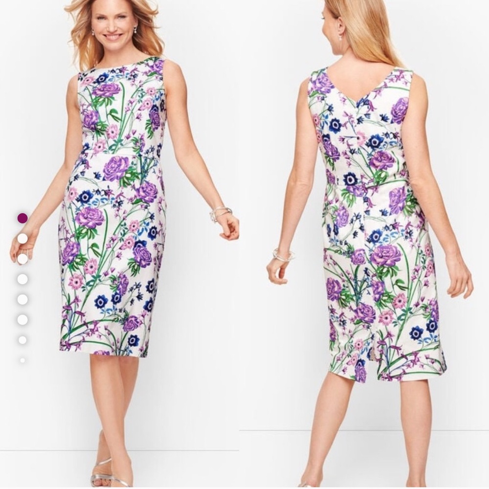 Talbots Like New Sateen Botanical Gardens Sheath Dress 12